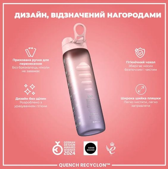 Пляшка для води ION8 1000 мл BPA Free Times To Drink (ЕКО пляшка) Periwinkle &Rose (I8RF1000PPRMOT) | Зображення 3