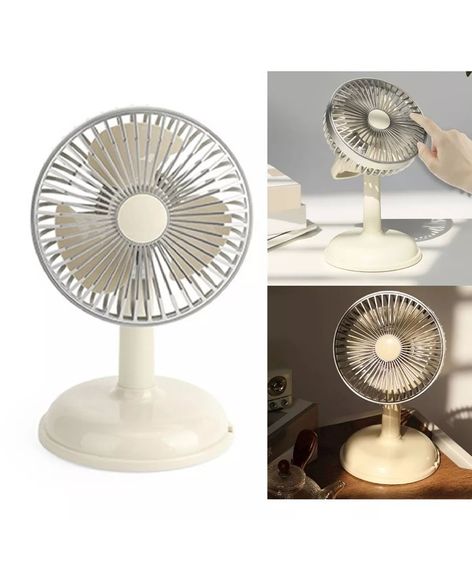 Вентилятор Simple desktop fan KD197 настільний портативний з роботою від USB Блідо-жовтий (кремовий) | Зображення 1