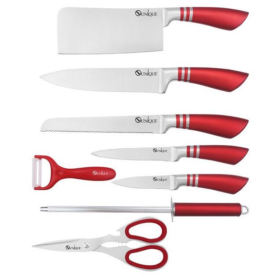 Набор ножей UNIQUE UN-1832 с подставкой 9 предметов овощечистка точилка ножницы Нержавеющая сталь | Зображення 1