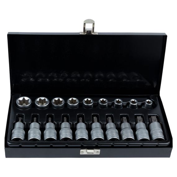 Набір насадок та біт Sigma з насадками Torx 1/2" 19 шт CrV (метал. кейс) (6086661) | Зображення 3