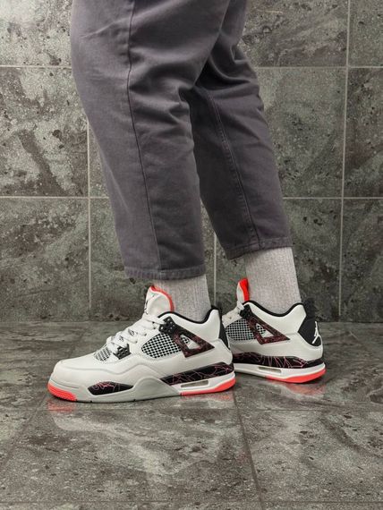 Кросівки Nike Air Jordan 4 Retro (white gray orange) | Зображення 7