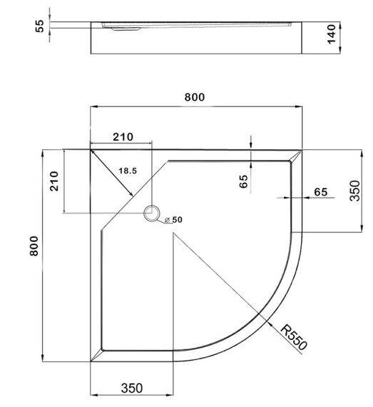 Душовий піддон Lidz Kapielka ST80x80x14, напівкруглий LKAST808014 | Зображення 1