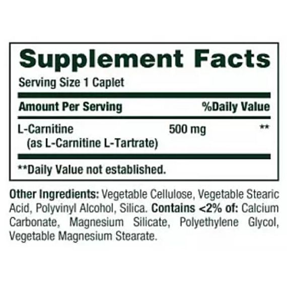 Карнитин Nature's Bounty L-Carnitine 500 mg 30 Caplets | Зображення 1
