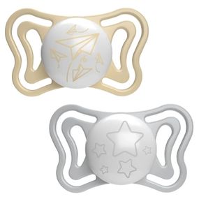 Пустышка Chicco Physio Light силиконовая от 6 до 16 месяцев люминесцентная с футляром 2 шт. (71038.41)