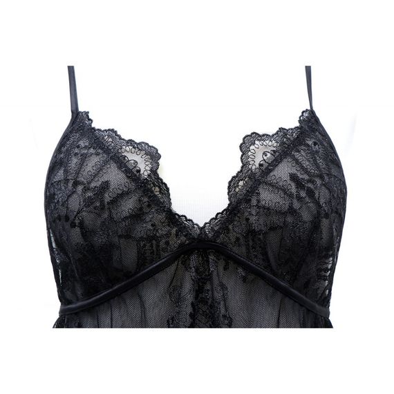 Рубашка еротична UPKO, розмір M, з вишивкою та підкладкою із сітки, чорна sexstyle | Зображення 7