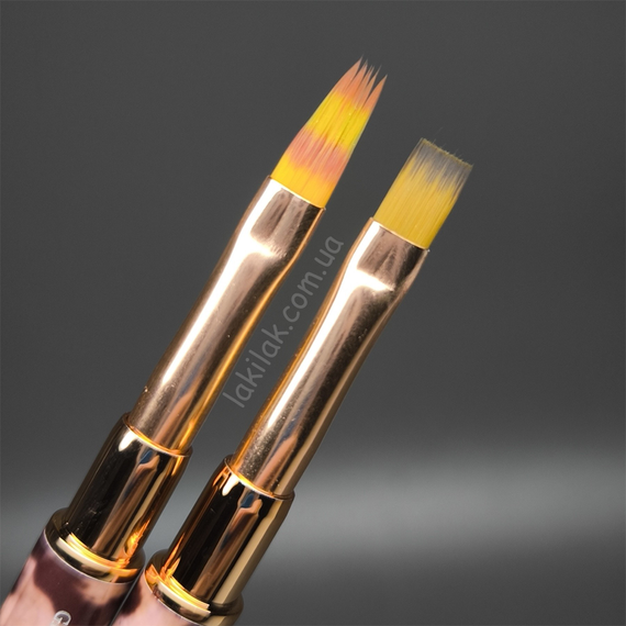 Двосторонній пензлик "Леопард" №2 для гелю прямий №6 та градієнту