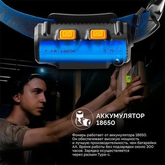 Ліхтар налобний акумуляторний BL-W691-2COB (white/red/RGB) з датчиком руху, потужний ліхтар налобний | Зображення 5