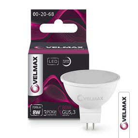21-14-54/21-14-57  LED лампа Velmax V-MR16, 8W, GU5.3, 4100K, 720Lm