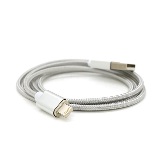 Магнітний кабель USB 2.0/Lighting, 1m, 2А, індикатор заряду, тканинне обплетення, знімач, Silver, Blister ( під наконечник 1938 ) | Зображення 2