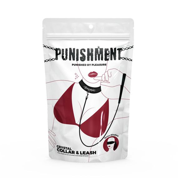 Ошейник с поводком Punishment Crystal Collar & Leash Черный One Size | Зображення 1