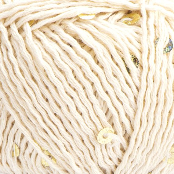 Yarnart COTTON GOLD PAILLETTES № 7103 бежевий Котон Голд Пайетка Пряжа бавовна з паєткою, нитки для в'язання | Зображення 1