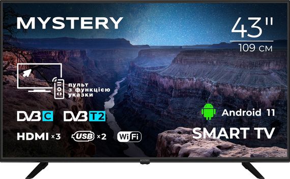 TV 43 Mystery MTV-4350FST2 Full HD/Smart/Android 11/2xUSB 2.0/Wi-Fi/Miracast/Black | Зображення 2