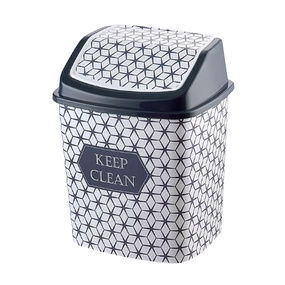 Відро для сміття 8л пластик чорно-білий з малюнком Keep Clean ELIF