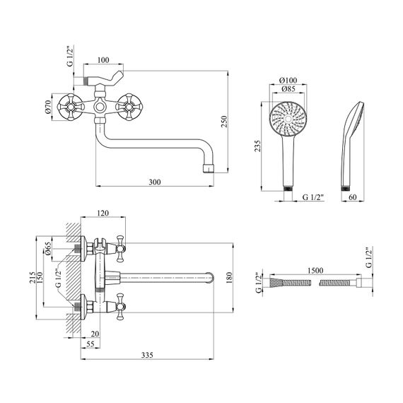 Змішувач для ванни Kroner KRM Rhein - C071 (CV017353) | Зображення 1