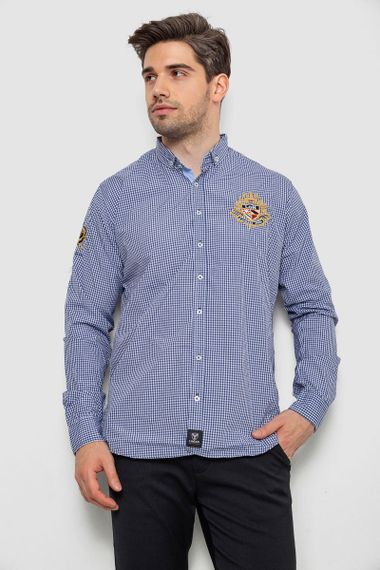 Рубашка мужская в клеточку, цвет синий, 214R9030