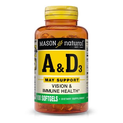 Витамин Mason Natural Витамины А и D3, Vitamins A & D3, 100 гелевых капсул (MAV05311) - Топ Продаж!