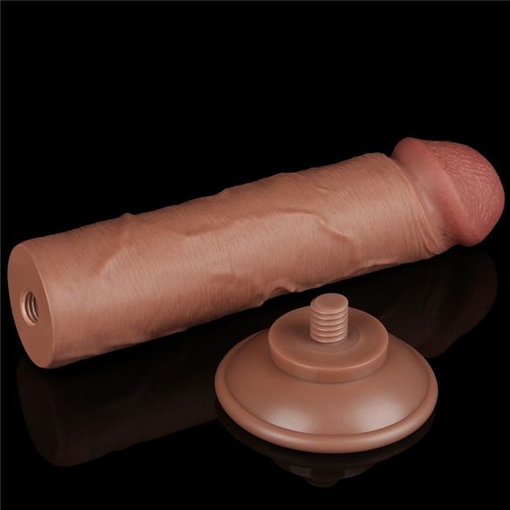 Фалоімітатор 8'' SLIDING SKIN DUAL LAYER DONG BROWN Sex Aura | Зображення 8