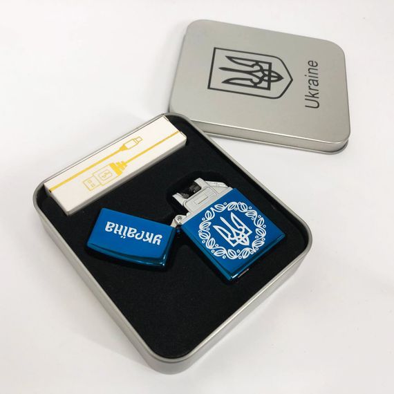 Дугова електроімпульсна запальничка USB металева коробка HL-447. Колір: синій | Зображення 1