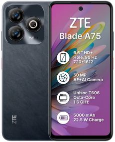 Смартфон ZTE Blade A75 4+10/256GB NFC, зарядка 22,5 Вт, камера 50 Мп, чёрный