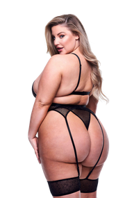 Комплект білизни 3PC STRAPPY BRA, GARTER & PANTY SET BLACK, QUEEN