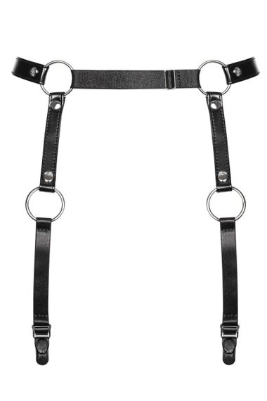 Гартери Obsessive A741 garter belt black, штучна шкіра