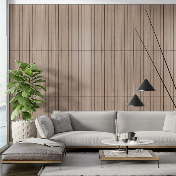 Покрытие виниловое самоклеющееся 3D рейки 600х600х2,8мм Тик ореховый SW-00002202 | Зображення 5