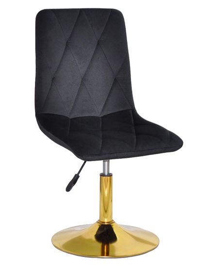 Стілець Melvin (Fred) GD-Base, на золотій круглій нозі-опорі, з регулюванням висоти, м'яке сидіння велюр чорний OR-854 | Зображення 8