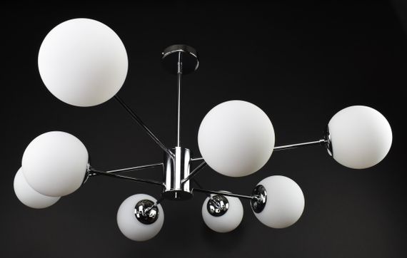 Люстра стельова на 8 лампочок 27354 Хром 40-70х105х105 см. | Зображення 1