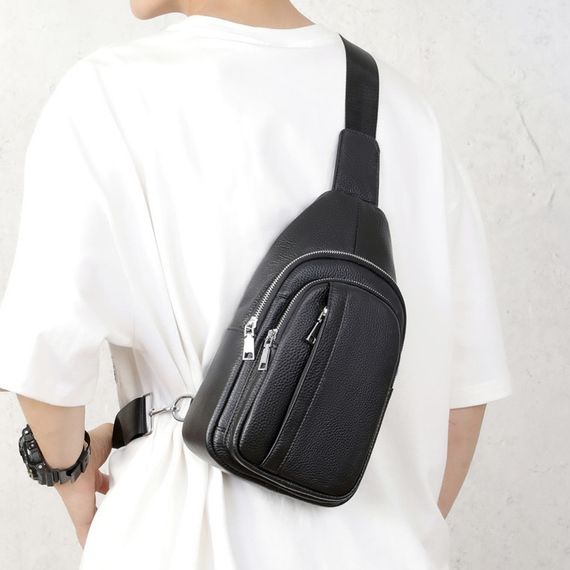 Мужской кожаный слинг на одно плечо сумка кросс боди TIDING BAG A25F-3204-1A | Зображення 9