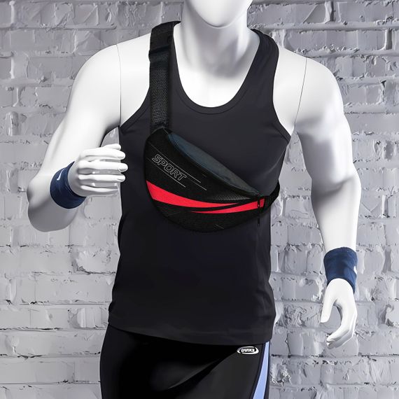 Сумка-бананка Sport мужская/женская спортивная 32×16 см с расширителем поясная сумка или сумка через плечо (3749)