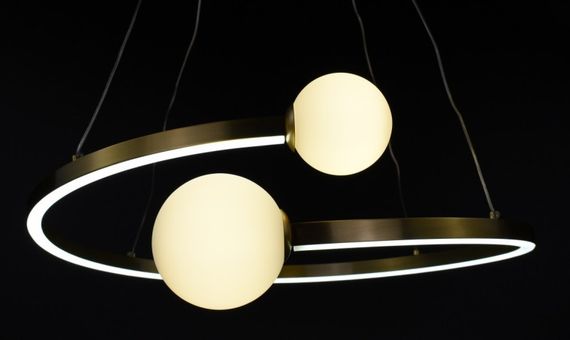 Люстра світлодіодна підвісна LED світильник для квартири на стелю лед 26865 Латунь 40-150х60х60 см. | Зображення 6