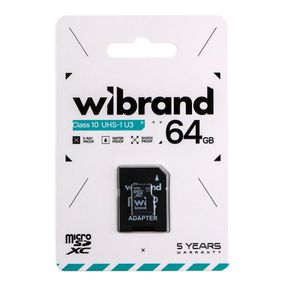 Карта Пам'яті Wibrand MicroSDXC 64gb UHS-1 U3 10 Class & Adapter