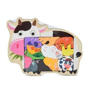 Дитячий дерев'яний пазл-вкладиш "Домашні тварини" MD 1500-5