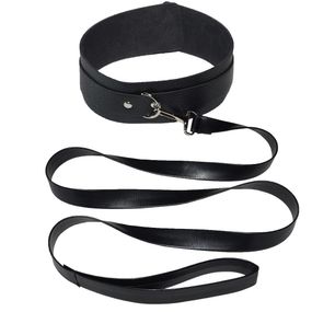 БДСМ Нашийник з повідцем Універсальний. Чорний 5403