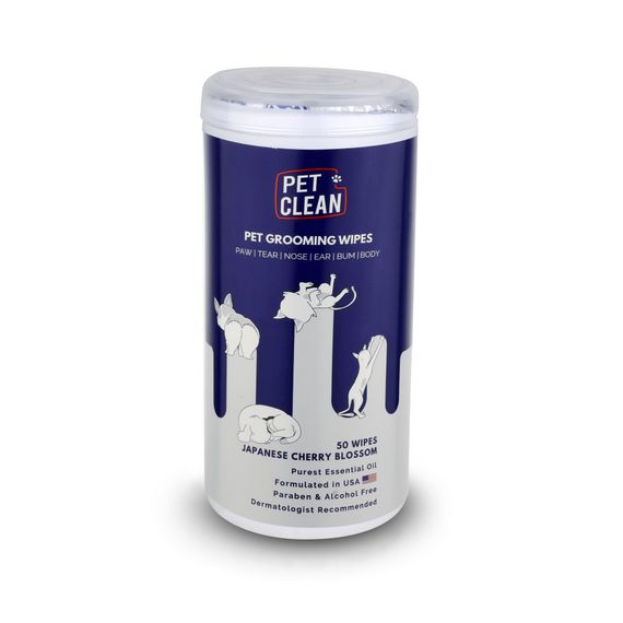 Серветки вологі Pet Clean PET GROOMING WIPES для грумінгу домашніх тварин  щоденне очищення з ароматом японської вишні 50шт