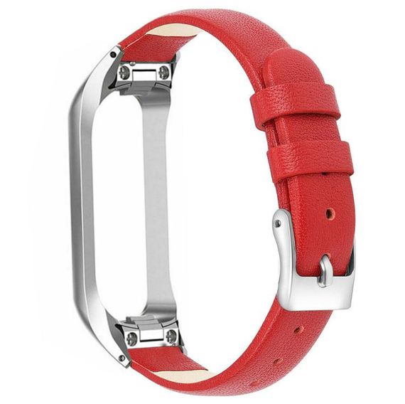 Шкіряний ремінець Primo для фітнес браслета Samsung Galaxy Fit E ( SM-R375 ) - Red&Silver | Зображення 2