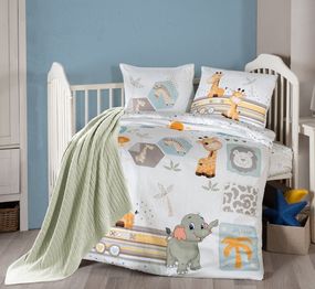 Дитячий комплект постільної білизни з пледом First Choice Baby Digital Satin Nirvana 100х150 см.Safari