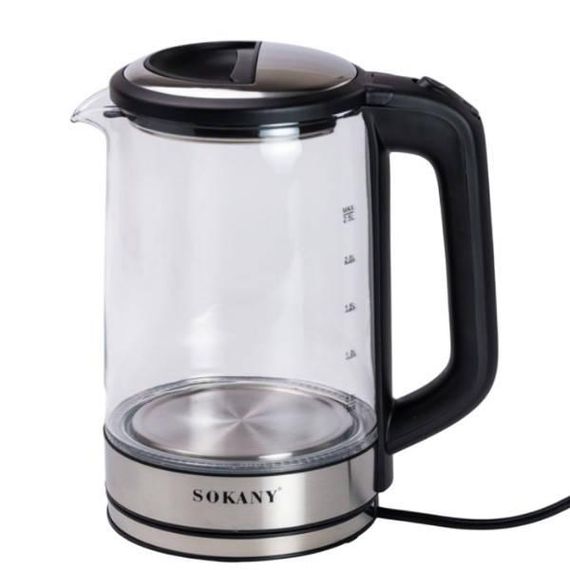 Электрочайник стекляный 2,5л 1500Вт Sokany SK-09013