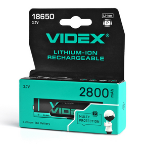 Акумулятор 18650 Li-lon 3,7V 2800mAh захист (бл-1шт) Videx