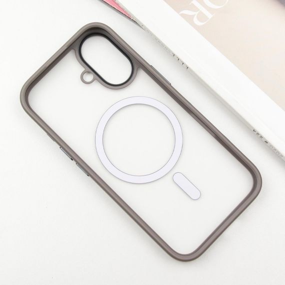 TPU+PC чохол Metal Buttons with MagSafe для Apple iPhone 16 (6.1") Сірий | Зображення 2