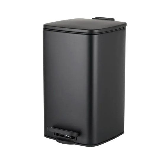 Відро для сміття Zerix Kubix-TC0108 Black з плавним закриттям, квадратне, 8 л, чорний (ZX5892)