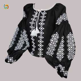Рубашка Украинская вышиванка  32769 цвет чёрный размер L/XL