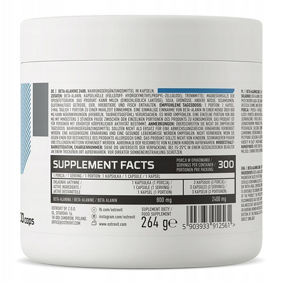 Бета-аланин для спорта OstroVit Beta-Alanine 300 Caps | Зображення 1