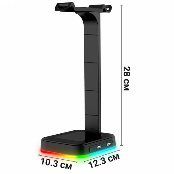 Мультифункциональная подставка для наушников / гарнитуры Digital Lion G1, с RGB подсветкой и 2 портами USB | Зображення 2