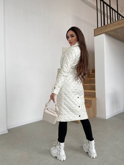 Пальто женское стеганое Milania Размер XL (48-50), M-L (44-46) XS-S (42-44) Молочный | Зображення 4