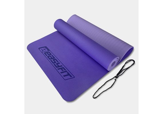 Килимок для йоги та фітнесу EasyFit TPE+TC 6 мм двошаровий бузковий (EF-1924-VV)