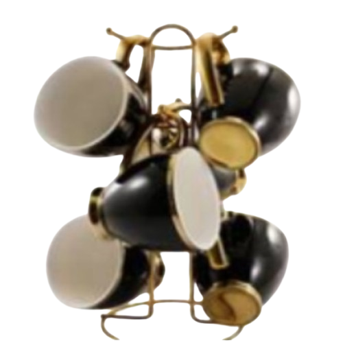 Набір чашок 6 предметів 280мл (в кольоровій коробці) порцеляна чорний 6815-B Interos