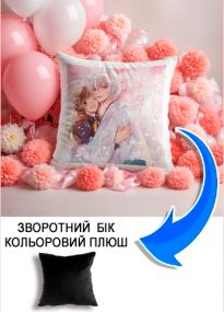 Подушка плюшева Мерч Крафт Дизайн з принтом аніме тамое нанами 04 чорний плюш квадратна 33х33 см