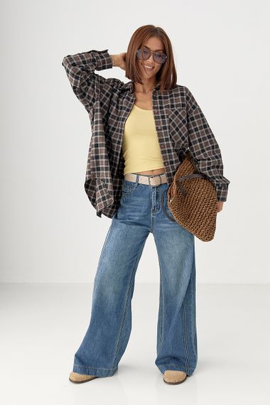 Картата сорочка з відкладним коміром - коричневий цвет, M (є розміри) | Зображення 2