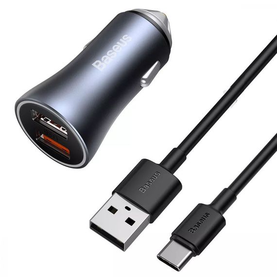 АЗП Baseus Golden Contactor Pro 40W 2USB + Type-C 5A (1m) (TZCCJD-A0G) Сірий | Зображення 2